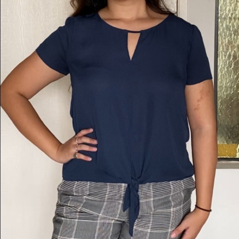 Navy Blue Tie Blouse - US Size L